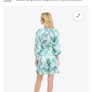 Green Leaf Print Wrap Dress